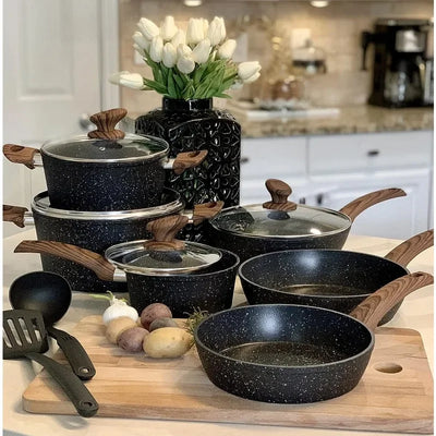 Granite Nonstick Induction Cookware Set 12-Piece Kitchen