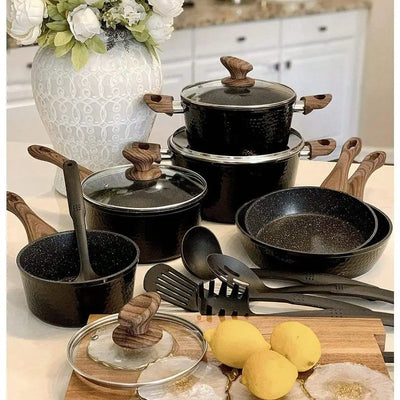 15-Piece Hammered Granite Nonstick Cookware Set