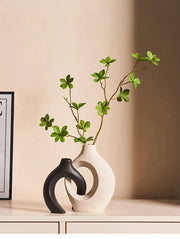 2pcs Nordic Hugging Ceramic Vases Modern Hollow Flower Pots