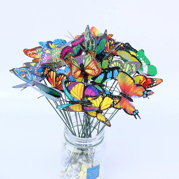 10/20/50pcs 3D Butterfly Garden Yard Decor Stakes