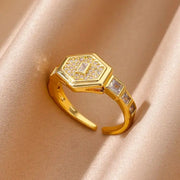 Heart Zircon 18K Gold plated Bridal Rings