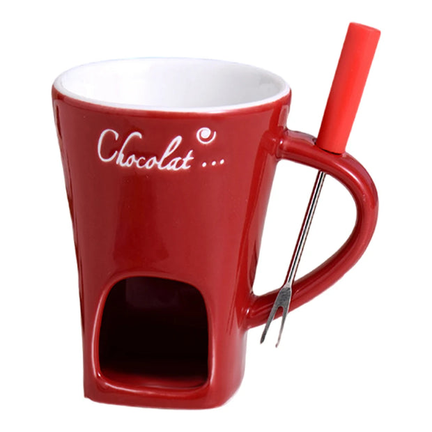 Ceramic Chocolate Fondue Mug with Fork