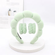 3‑Piece Coral Fleece Spa Headband & Wristbands Set