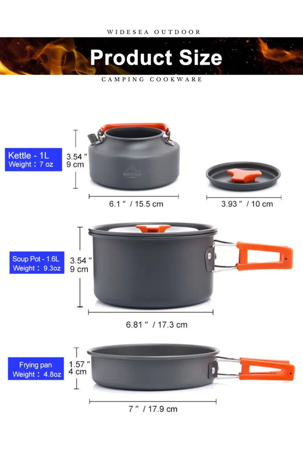 Outdoor Camping  Foldable Aluminum Cookware Set