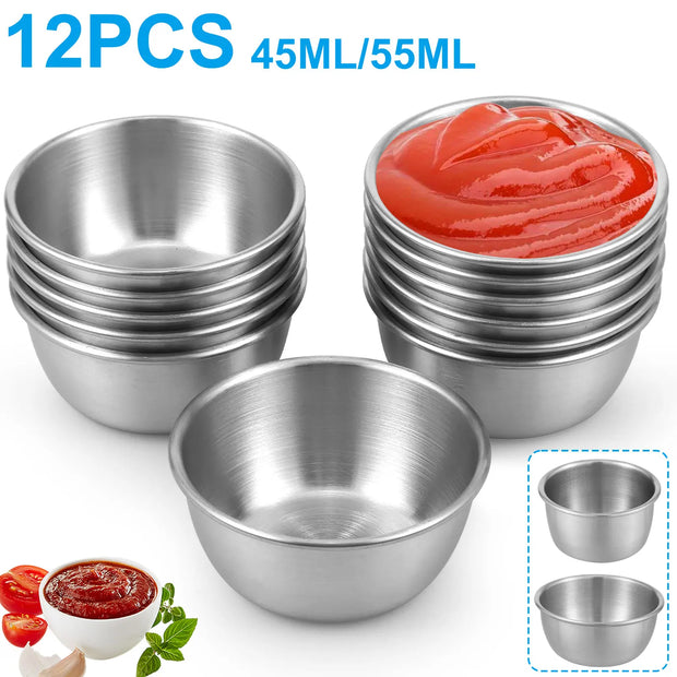 12/24pcs Stainless Steel Sauce Dipping Bowls