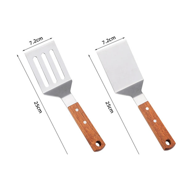 Stainless Steel Spatula with Wooden Handle – Heavy Duty BBQ & Kitchen Turner