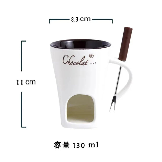 Ceramic Chocolate Melting Mug with Fork