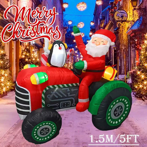 5FT Inflatable Santa Tractor with LED Lights