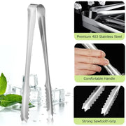 Stainless Steel Ice Cube Tongs – Durable Kitchen Clip for Ice, Sugar, Snacks