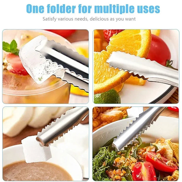 Stainless Steel Ice Cube Tongs – Durable Kitchen Clip for Ice, Sugar, Snacks