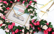 Artificial Rose Garland – 8.2 FT Silk Flower Vine with 45 Blooms & Leaves