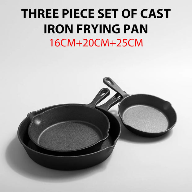 3-Piece Cast Iron Nonstick Frying Pan Set