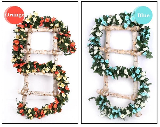 Artificial Rose Garland – 8.2 FT Silk Flower Vine with 45 Blooms & Leaves