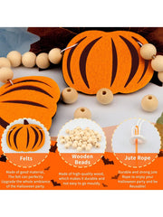 Pumpkin Halloween Garland – Felt Pumpkins & Wooden Beads
