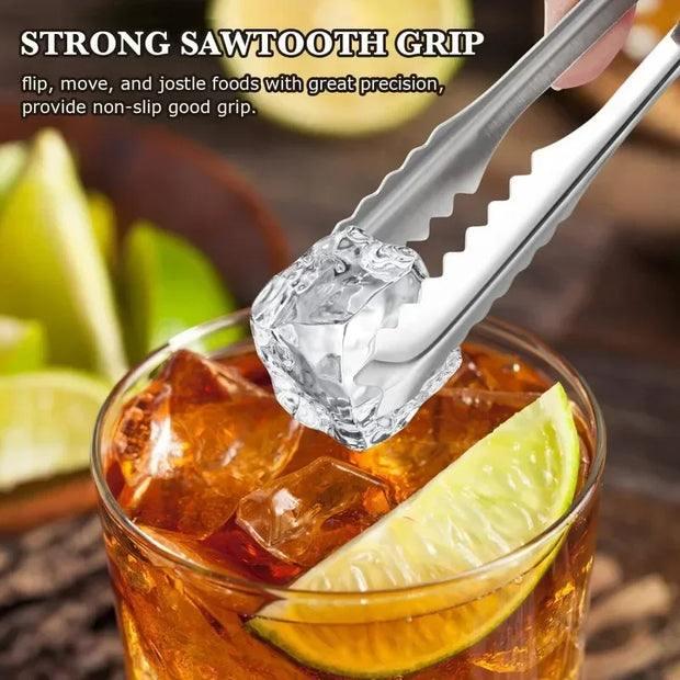 Stainless Steel Ice Cube Tongs – Durable Kitchen Clip for Ice, Sugar, Snacks