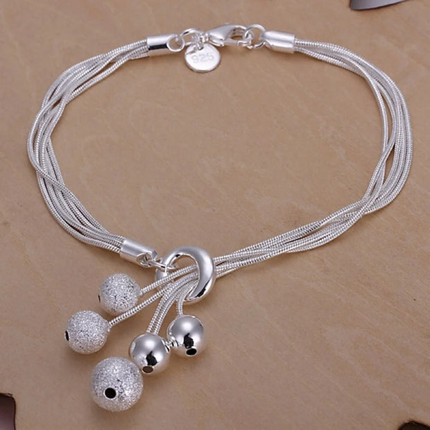 Sterling Silver Geometric Charm Bracelet Unisex