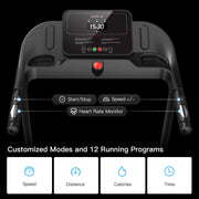 Folding Electric Treadmill for Home Use – 2.5HP Motor, LED Console, Heart Rate Monitor