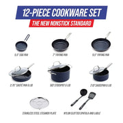 Diamond Infused Ceramic Nonstick Cookware Set 12-Piece