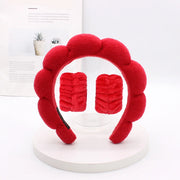 3‑Piece Coral Fleece Spa Headband & Wristbands Set