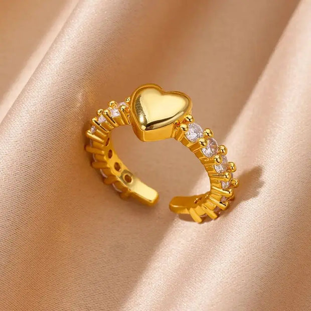 Heart Zircon 18K Gold plated Bridal Rings