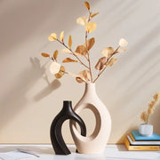 2pcs Nordic Hugging Ceramic Vases Modern Hollow Flower Pots