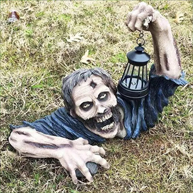 Zombie Lantern Resin Garden Statue