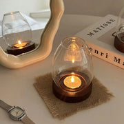 Glass & Wood Candle Stand