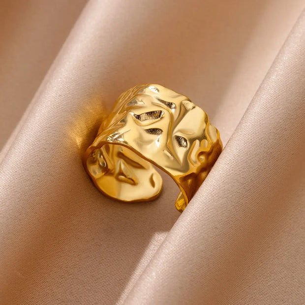 Trendy 18K Gold Plated Irregular Stainless Steel Ring