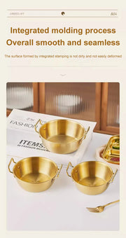 Stainless Steel Golden Bowl with Handle