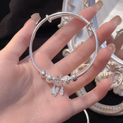 "925 Sterling Silver Adjustable Cuff Bracelet Women"