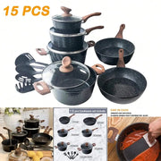 15-Piece Hammered Granite Nonstick Cookware Set