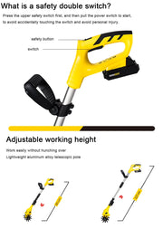 Cordless Electric Tiller/Cultivator – 20V Lithium-Ion Battery