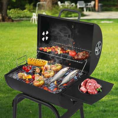 Charcoal BBQ Grill with Adjustable Charcoal Pan & Thermometer
