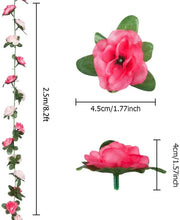 Artificial Rose Garland – 8.2 FT Silk Flower Vine with 45 Blooms & Leaves