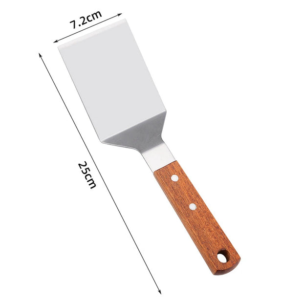 Stainless Steel Spatula with Wooden Handle – Heavy Duty BBQ & Kitchen Turner