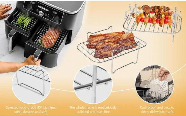 2PCS Stainless Steel Air Fryer Rack Set