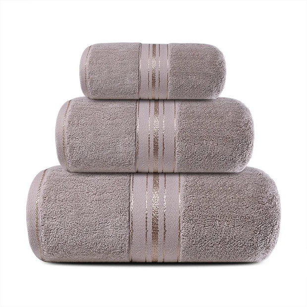 Thick 100% Cotton Absorbent Bath Towel Set