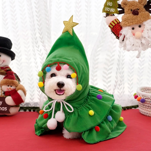 Christmas Tree Pet Costume Cloak for Cats