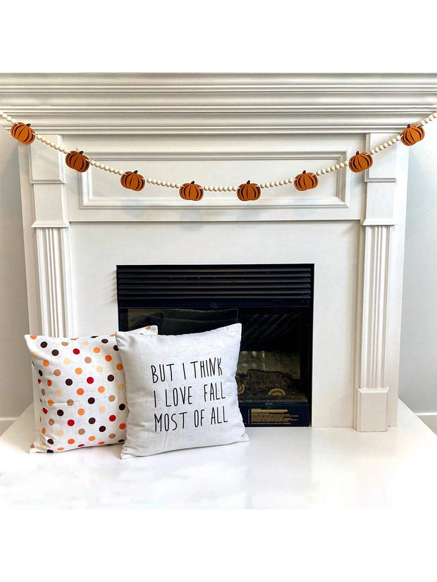 Pumpkin Halloween Garland – Felt Pumpkins & Wooden Beads