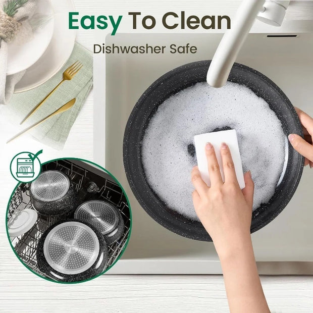 19-Piece Ceramic Cookware Set with Detachable Handle