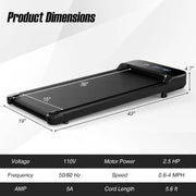 Under-Desk Walking Pad Treadmill – 2.5HP Motor, 7-Layer Belt