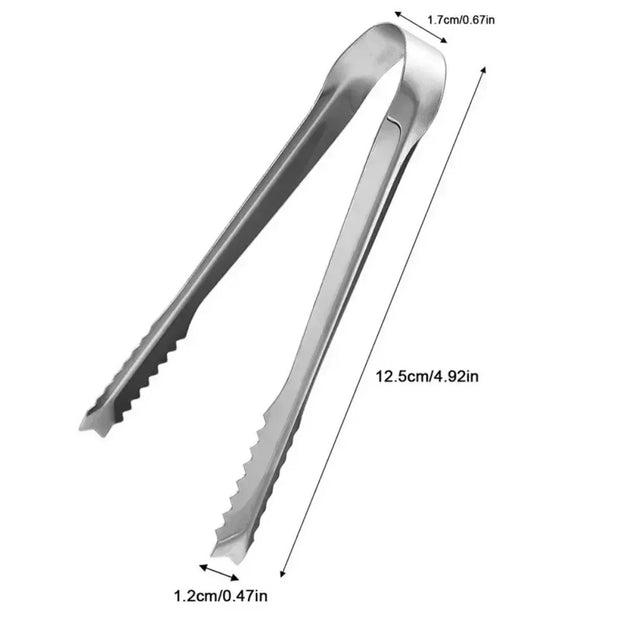 Stainless Steel Ice Cube Tongs – Durable Kitchen Clip for Ice, Sugar, Snacks