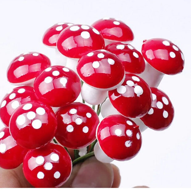 50Pcs Mini Red Foam Mushrooms