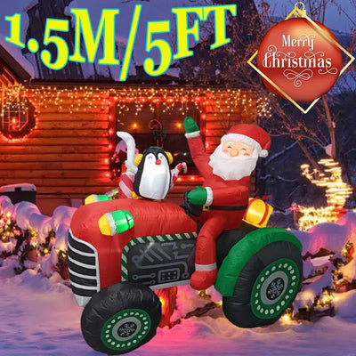 5FT Inflatable Santa Tractor with LED Lights