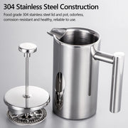Stainless Steel French Press Coffee Maker – Double Wall Insulated Design