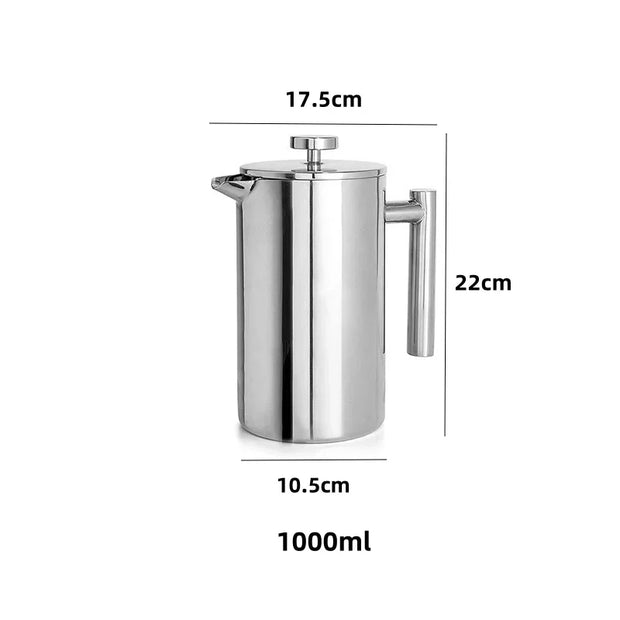 Stainless Steel French Press Coffee Maker – Double-Wall Insulated