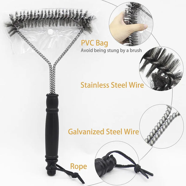 Stainless Steel BBQ Grill Cleaning Brush Tool