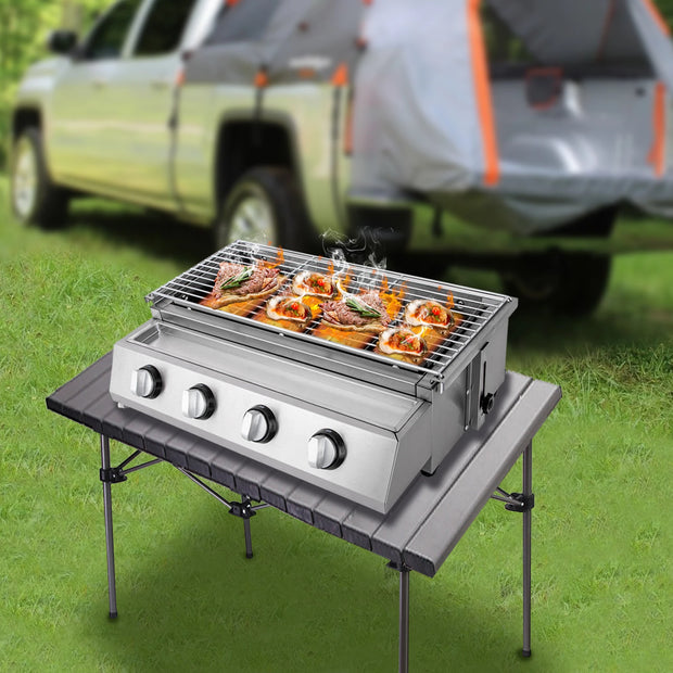 Stainless Steel Smokeless LPG Gas Grill – 4 Burners