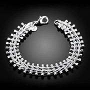 Sterling Silver Solid Charm Bracelet Unisex