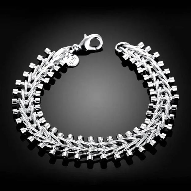 Sterling Silver Solid Charm Bracelet Unisex